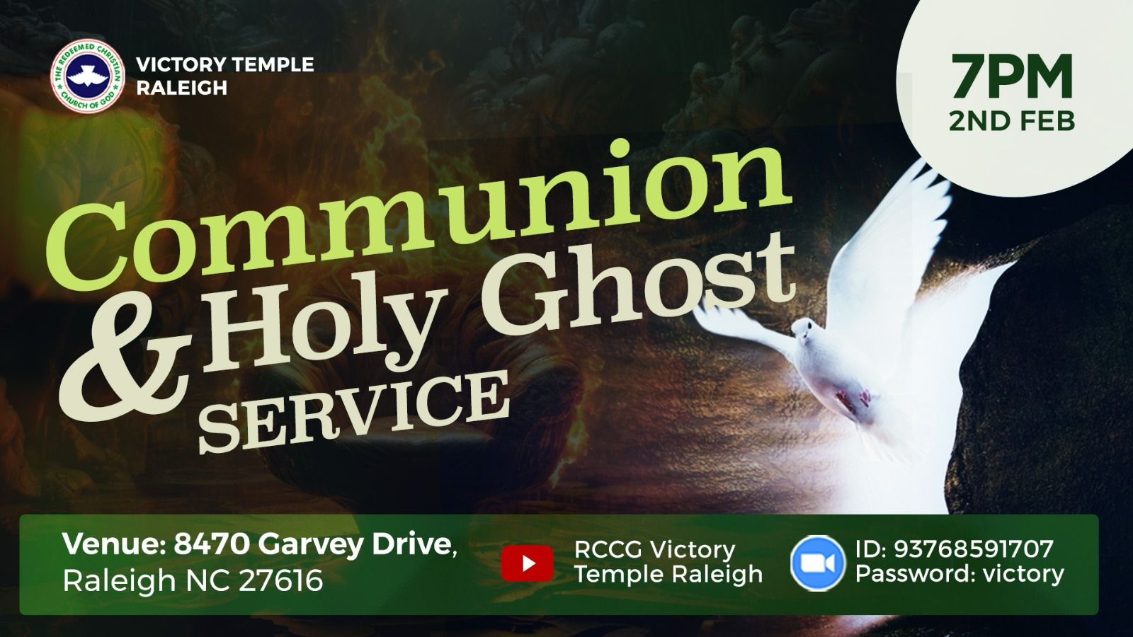 rccg communion and holyghost service banner